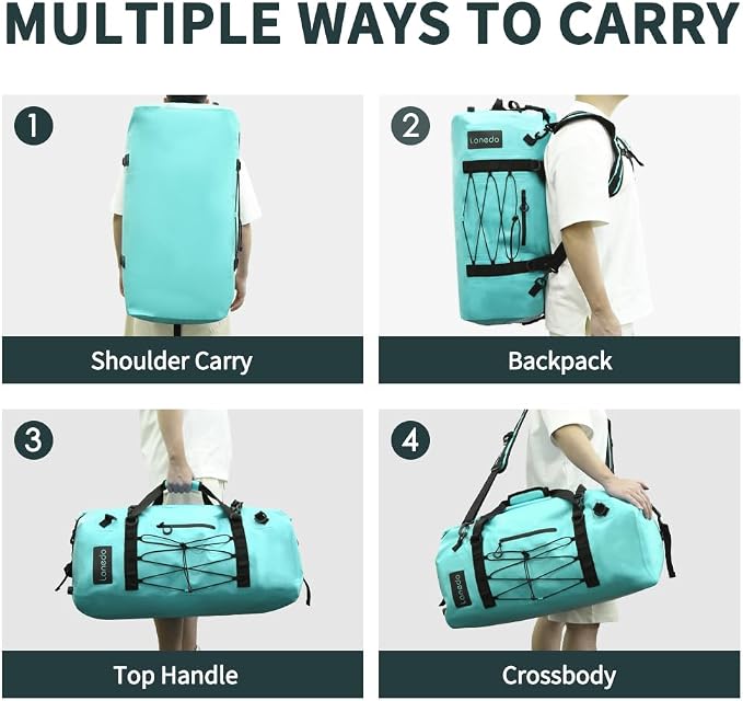 80L Dry Bag Large Waterproof Bag Roll-Top Heavy Duty Fishing Duffel Bag with Durable Straps & Handles for Kayaking Paddle boarding Boating Rafting Fishing