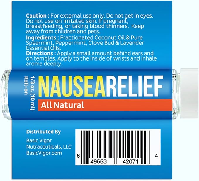 Migrastil Nausea Ease Roll-On (10ml) - Quick Aid for Queasiness from Motion Sickness, Migraines, Chemo, etc. - Cruelty-Free & Vegan. Made in The USA.