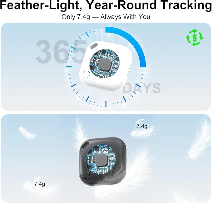 2-Pack Air Tracker Tags Compatible with Apple Find My (iOS Only), Bluetooth Tracker, Smart Keys Finder and Item Locator for Wallet Luggage Backpack (1B1W)