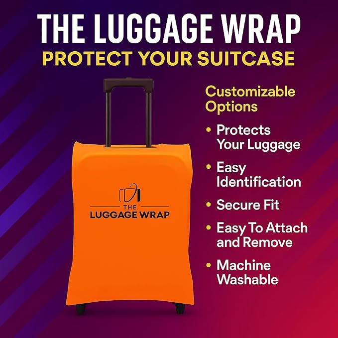 Medium Opulent Orange Water-Resistant Luggage Covers for Suitcase TSA Approved for 24"-26" - Durable Patented Design Suitcase Covers for Luggage, Fundas para Maletas, Travel Accessories