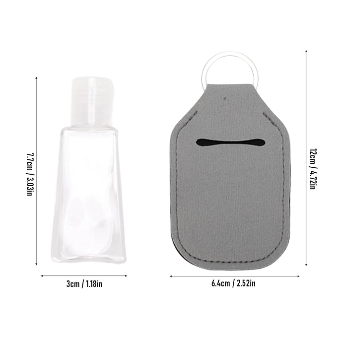 Semme 50pcs Travel Bottles Keychain Holders Set 30ml Small Squeeze Bottles with Keychain Portable Refillable Leakproof for Hand Sanitizer Lotion Toiletries Travel Camping (Grey)