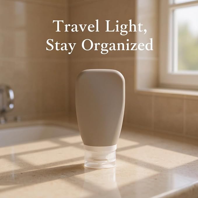 Refillable Travel Bottles, 5 Pcs Silicone Bottles Set with Labels, Squeeze Bottles for Toiletries, Leak Proof