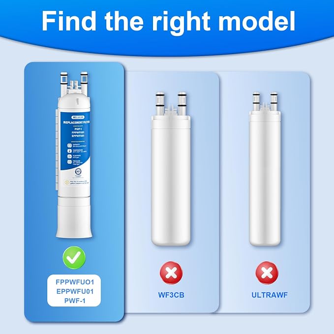 FPPWFU01 Water Filter Replacement Compatible with Frigidaire FPPWFU01 Water Filter, EPPWFU01, PurePour PWF-1, EPPWF01 PureAdvantage PWF-1 (2PCS)