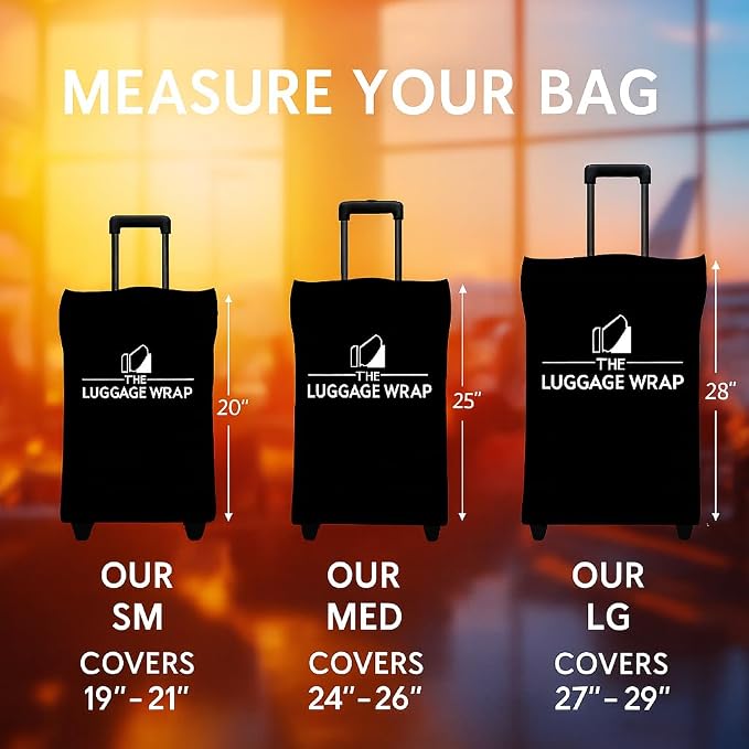 Medium Classic Black Water-Resistant Luggage Covers for Suitcase TSA Approved for 24"-26" - Durable Patented Design Suitcase Covers for Luggage, Fundas para Maletas, Travel Accessories