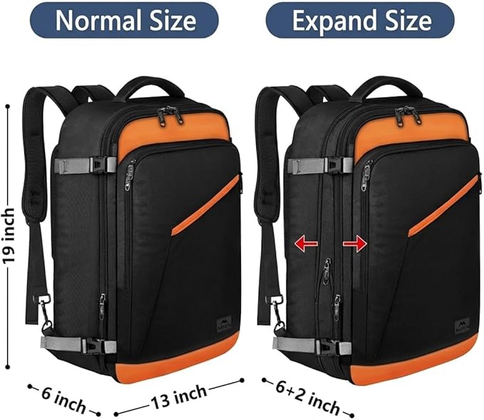 MATEIN Carry on Backpack for Airplanes, Expandable Travel Backpack Airline Approved with Hidden Shoulder Strap for Men Women, Lightweight Casual Daypack Bags for Travelling, Camping, Business