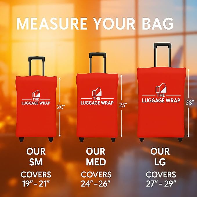 Medium Regal Red Water-Resistant Luggage Covers for Suitcase TSA Approved for 24"-26" - Durable Patented Design Suitcase Covers for Luggage, Fundas para Maletas, Travel Accessories