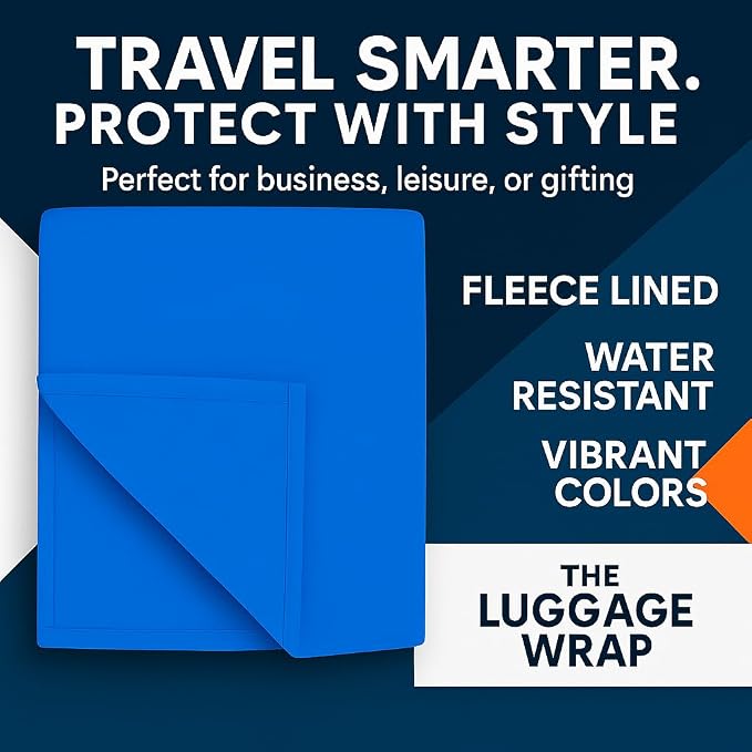 Medium Breezy Blue Water-Resistant Luggage Covers for Suitcase TSA Approved for 24"-26" - Durable Patented Design Suitcase Covers for Luggage, Fundas para Maletas, Travel Accessories