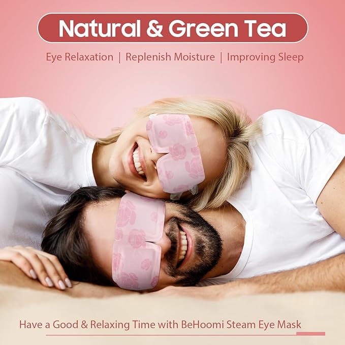 BeHoomi Steam Eye Mask, 10Packs Heated Eye Mask, Self Heating Disposable SPA Warm Compress for Eyes Sleep Mask, Travel Essentials & Relaxation Gifts for Women, Mothers Day Gifts (Rose Scent)