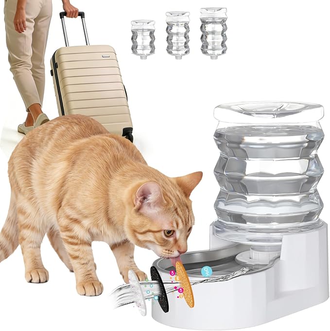 RIZZARI 5L Stainless Steel Gravity Cat Water Bowl Dispenser | BPA-Free Materials,Fresh Water Every Day,Smooth Water Flow,Detachable Components,Suitable for Indoor Use