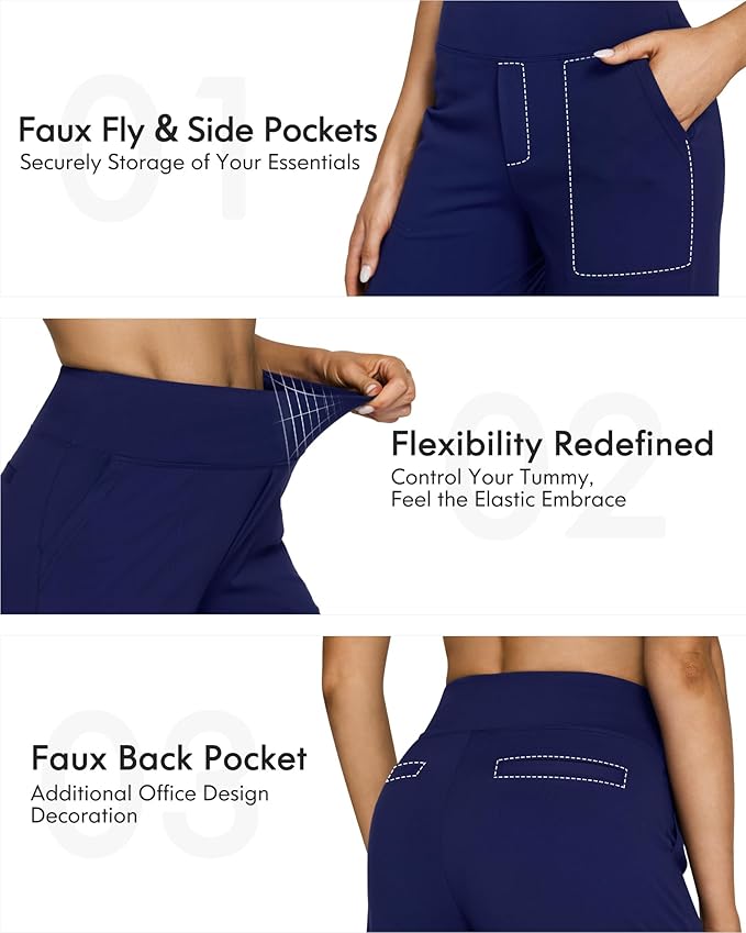 G4Free EverGoing Yoga Pants Women Wide Leg Pants with Pockets High Waist Stretch Dress Casual Sweatpants Petite/Regular/Tall