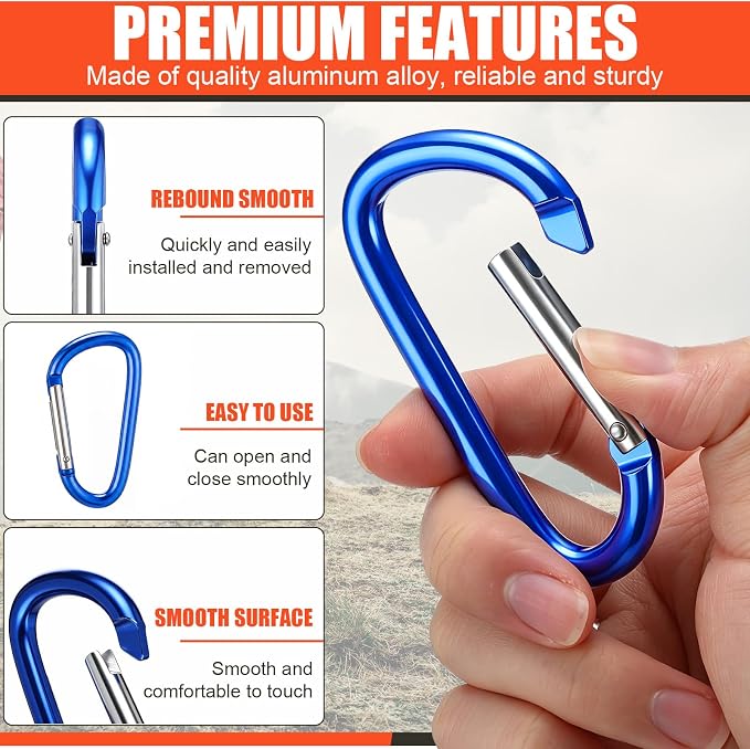 Shimeyao 180 Pcs Small Aluminum Clip Keychain Buckle Clip Bulk Mini Aluminum Ring Shape Small Lock Spring Snap Hook