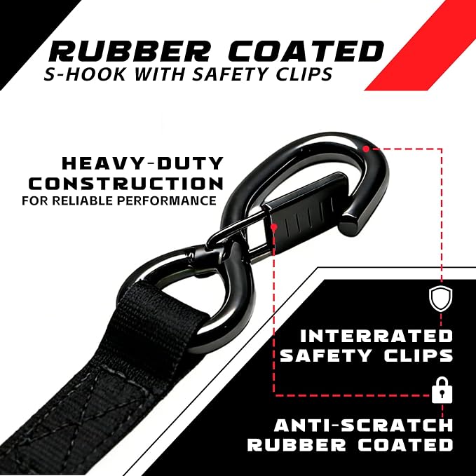 Retractable Ratchet Straps 1" x 13Ft, Heavy Duty Self Retracting Tie Down Straps, 1800lb Break Strength Auto Retract Cargo Straps for Truck, Trailer, Motorcycle, ATV, UTV, (Black, 2 Pack)