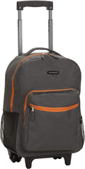 Rockland Double Handle 17" Rolling Backpack, Charcoal