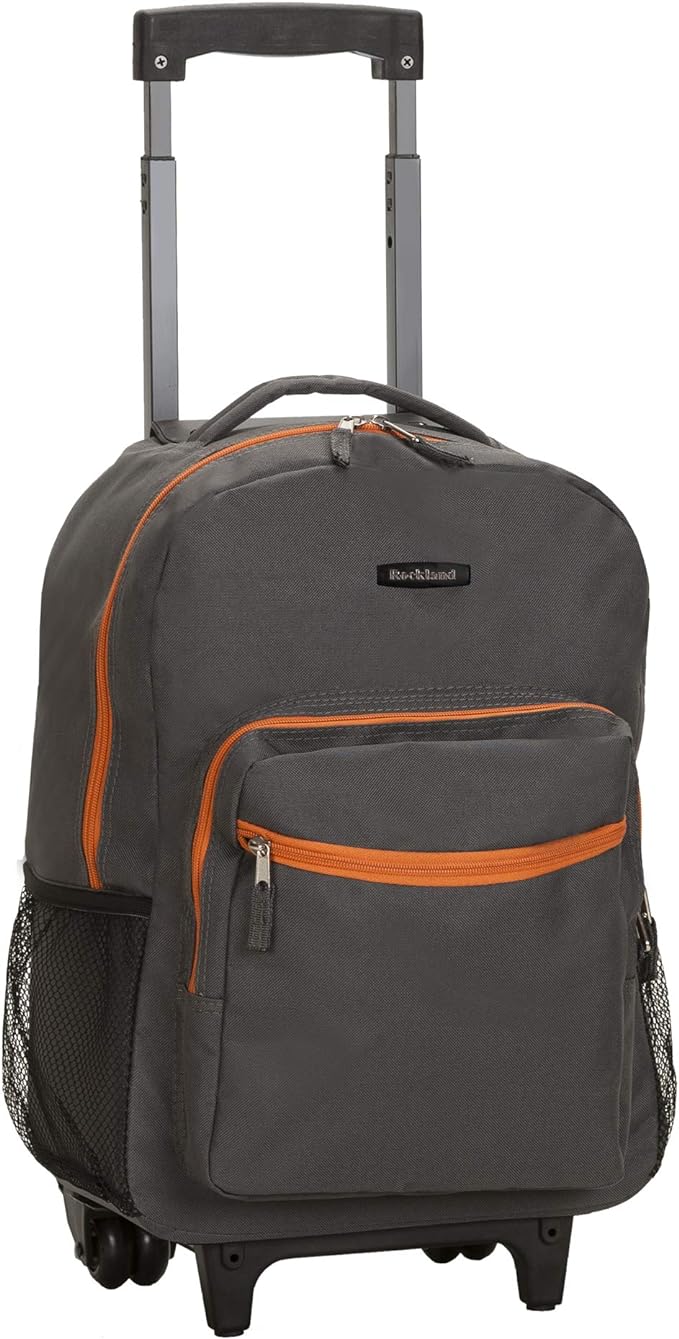 Rockland Double Handle 17" Rolling Backpack, Charcoal