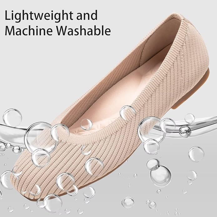 Frank Mully Women's Flats Square Toe Flats Comfortable Slip on Washable Ballet Flats Shoes for Women Dressy Work