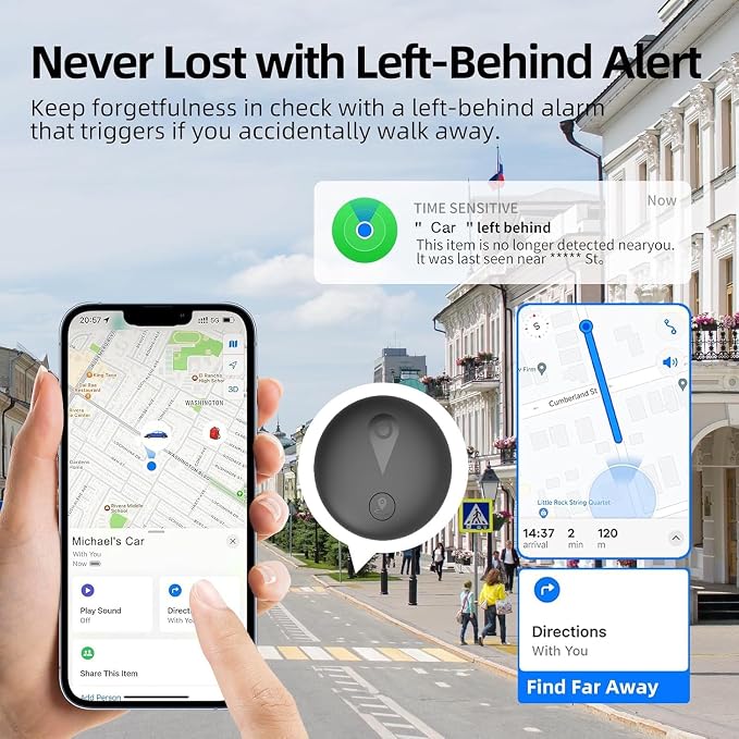 Undetectable GPS Tracker for Vehicles - Real-Time Tracking, No Monthly Fee/No SIM Card, Works with iOS Find My | Mini Hidden Magnetic GPS Locator, Ultra-Slim, IP68 Waterproof, Reliable Performance