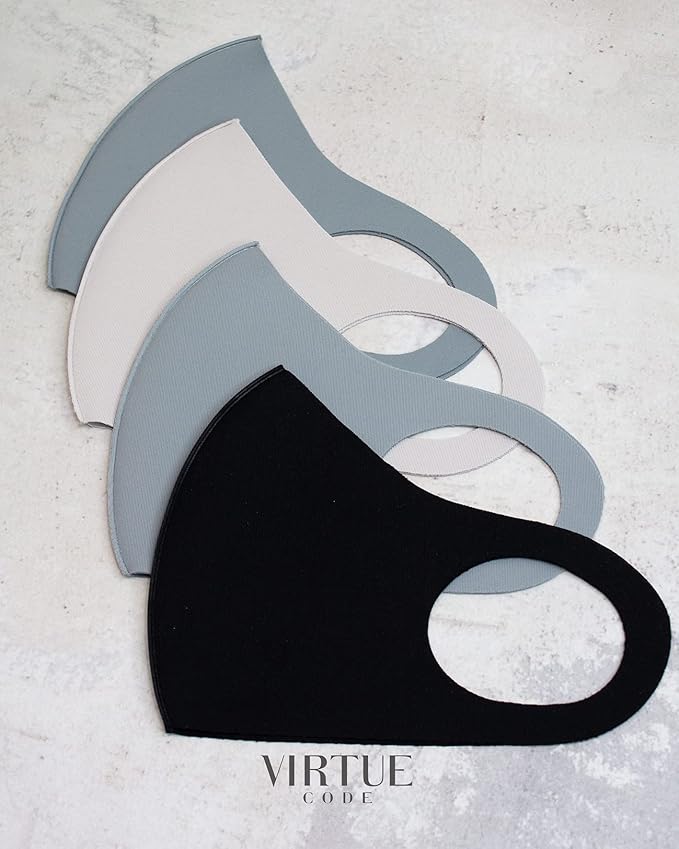 Virtue Code Second Skin Cloth Face Mask Pack. 4 Buttery Soft Masks Washable Fabric