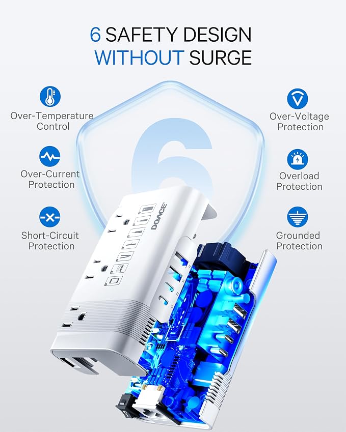 DOACE Voltage Converter US to Europe, 350W Converter for European Travel for Curling Iron and Hair Straighteners, 220V to 110V Converter Plug Adapter with 2 USB A & 2 USB C Ports