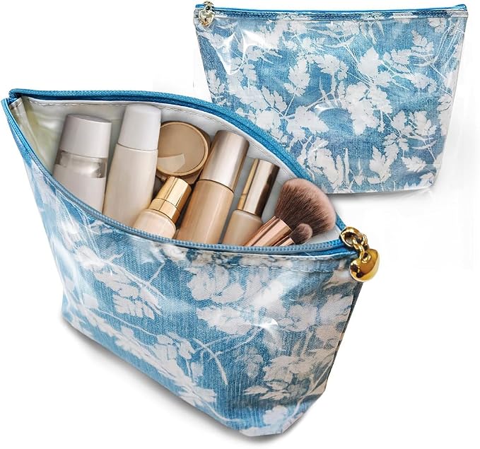 Jacaranda Living Extra Small Cosmetic Bag – Water-Resistant, PVC-Lined, Compact & Travel Ready Mini Make Up Bag, Easy to Clean – Pebble Polka Dot