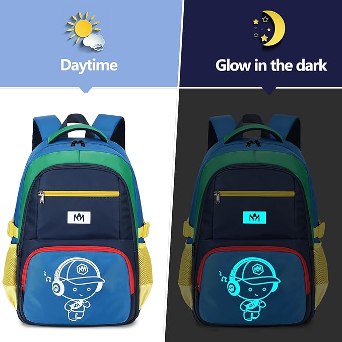 Bluboon Kids Backpack Boys Camo Bookbag Teens Elementary School Bag Daypack Travel Back Pack Middle school (Yellow green with blue background)