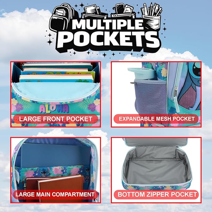 BIOWORLD Womens Kid Lilo & Stitch Backpack Set (Little Kid/Big Kid) Purple Onesize
