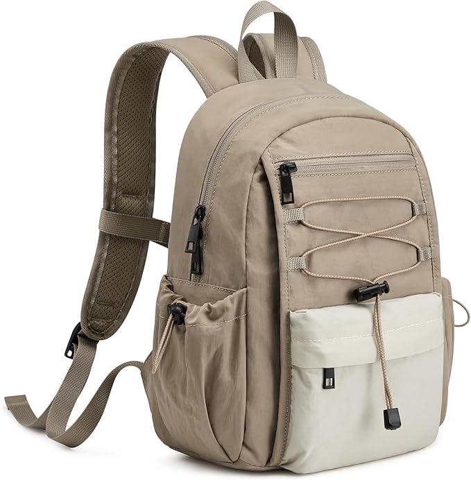 G4Free 10L Small Backpack for Women Men Lightweight Mini Travel Backpacks Hiking Casual Daypack, Beige & Khaki