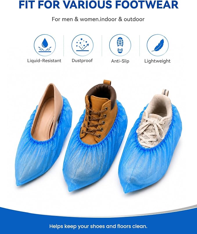 1000 Pack Shoe Covers Disposable, X-Large CPE Waterproof Boot Booties Covers Compact Roll for Home Cleaning, Real Estate, Indoors, Cleaning Crews, Open House Floor Protection, Fits Most(500 Pairs)