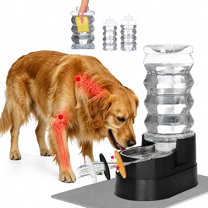 RIZZARI 8L Elevated Pet Water Dispenser – Stainless Steel Gravity Waterer | for Medium/Large Dogs & Senior Pets, Comfortable Drinking Height for Living Rooms & Multi-Pet Homes, Auto refill