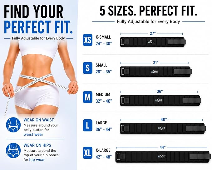 W8FIT Adjustable Weighted Belt for Women & Men, Up to 20 LBS – Rucking Belt for Walking, Hiking & Strength Training