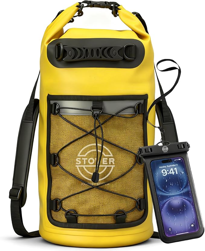 STOVER 5/10/25/30/40/55L Waterproof Dry Bag- Roll-Top Backpack w/Phone Case- Kayaking, Hiking, Camping, Boating- Men/Women