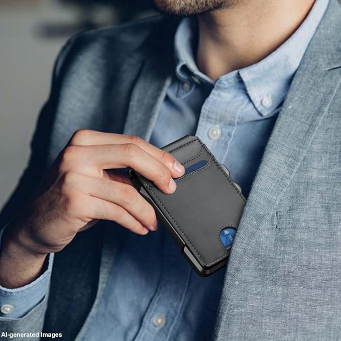 Smart Wallet For Men Slim: Rfid Minimalist Pop Up Wallets with Money Clip | Metal Bifold Front Pocket Credit Card Holder - Gifts for Husband Father at Birthday Anniversary