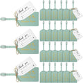 Sweetude 48 Sets Bulk Luggage Tags Wedding Favors and So The Adventure Begins Leather Luggage Tags for Suitcases with Name Card for Travel Themed Bridal Shower Graduation Party Favor(Light Green)