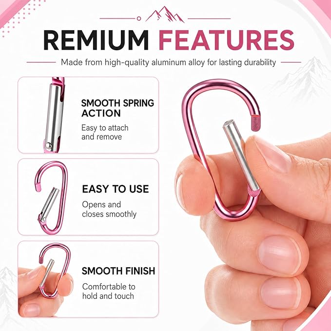 Shimeyao 180 Pcs Small Aluminum Clip Keychain Buckle Clip Bulk Mini Aluminum Ring Shape Small Lock Spring Snap Hook
