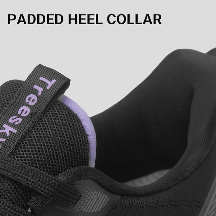 Treesky Black Non Slip Work Shoes for Women, Restaurant & Kitchen Sneakers | Slip resistant soles, lightweight cushioning, breathable knit, removable insole, for nursing, food service & long shifts