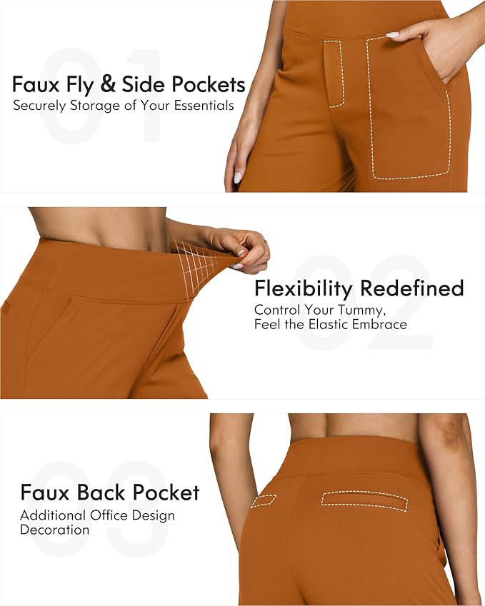 G4Free EverGoing Yoga Pants Women Wide Leg Pants with Pockets High Waist Stretch Dress Casual Sweatpants Petite/Regular/Tall