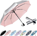 SIEPASA Compact Travel Umbrella - Windproof Auto Open/Close, Small Folding Umbrella for Rain & Sun with UPF50+ - Lightweight Frame, Waterproof - Fits Backpack, Purse, Suitcase.(Silver/Pink)