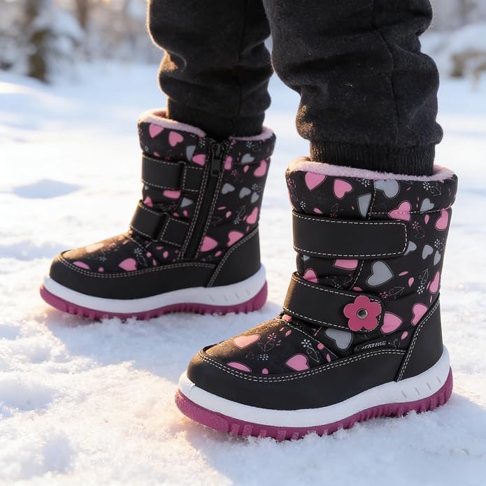 CIOR Winter Snow Boots for Boy and Girl Outdoor Waterproof with Fur Lined(Toddler/Little Kids)