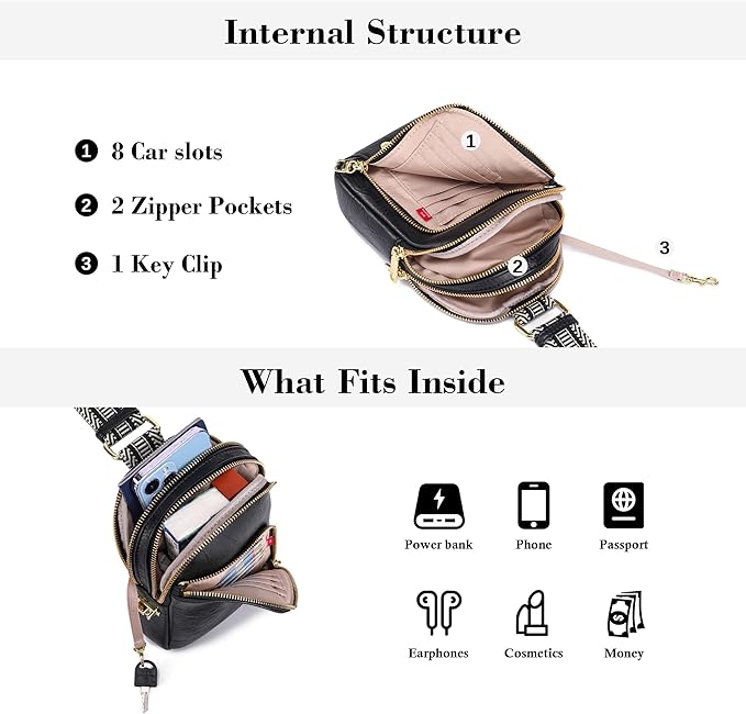 INICAT RFID Blocking Sling Bag, Anti Theft Crossbody Bag for Women Compact Travel Purses Vegan Leather