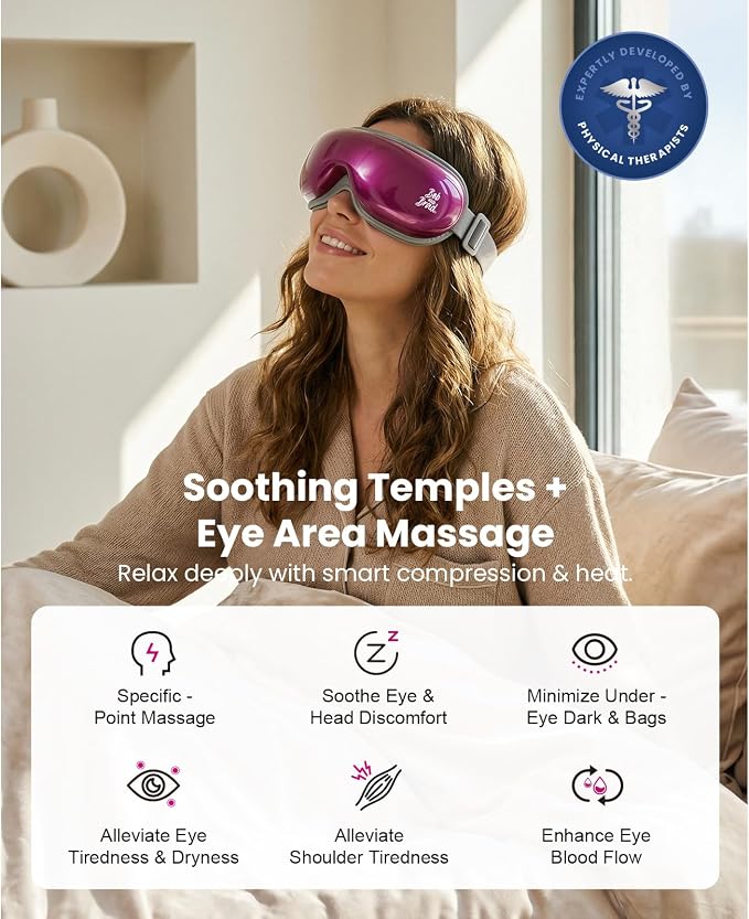 BOB AND BRAD Eye Massager with Heat and Cooling, FSA Eligible HSA Eligible, EyeOasis 3 Eye Massager for Migraine, Heated Eye Mask for Dry Eye Relief Sleep Improve, Birthday Gift for Women Mom Wife