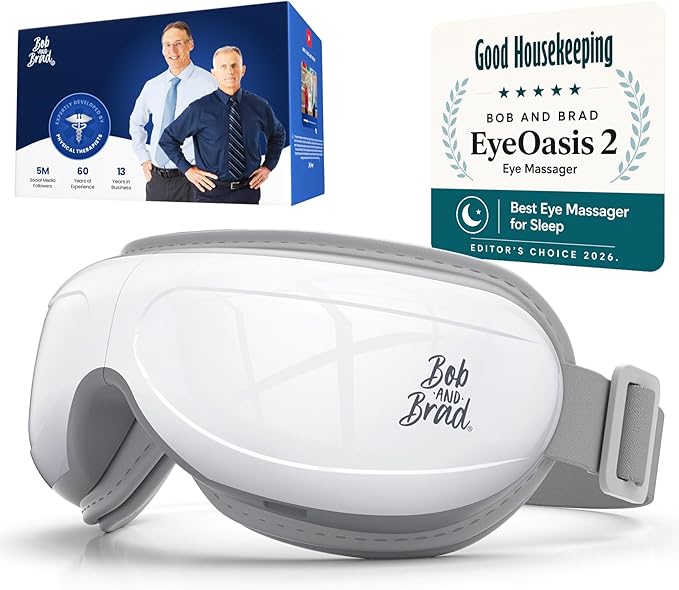 BOB AND BRAD Eye Massager with Heat FSA Eligible HSA, Birthday Gifts for Women Men Mom EyeOasis 2 Heated Eye Mask for Migraines with Music, Smart Migraine Massager for Dry Eyes Relief & Improve Sleep