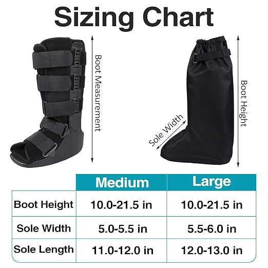 Tall Walking Boot Cover Waterproof for Medical Boots | Fits high-top medical boots; measure your medical boot; waterproof nylon, adjustable straps, heavy-duty anti-slip sole