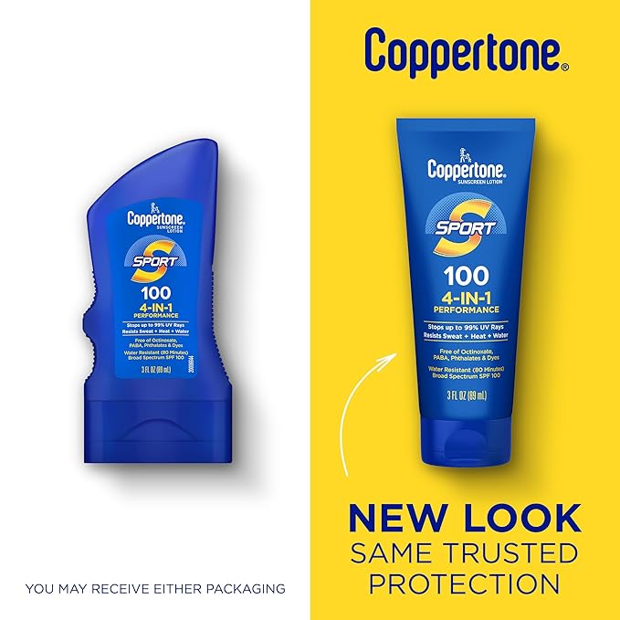 Coppertone SPORT Sunscreen Lotion Broad Spectrum SPF 100 (3 Fluid Ounce) (Packaging may vary),(Pack of 2)