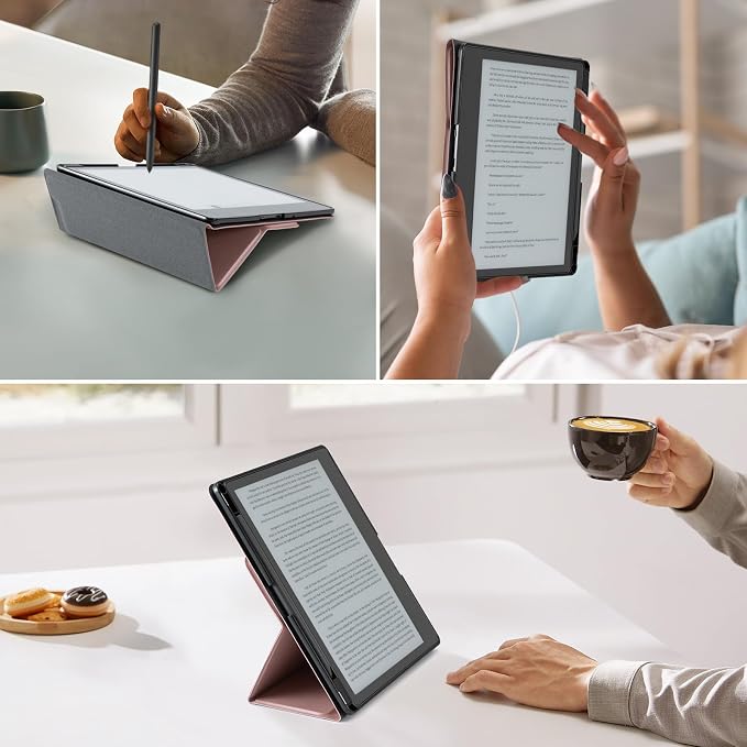 CoBak Case for Tablet Reader - All New PU Leather Cover with Auto Sleep Wake Feature for Tablet Reader 10.2" 2022 & 2024 Released with Pen Holder (not Compatible with Remarkable),Z-Rosegold