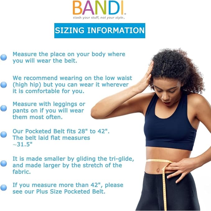 BANDI Running Belt for Women & Men – USA Made No-Bounce Adjustable Waist Pack & Secure Fanny Pack – Fits All Phones, Gels & Essentials – Zipper-Free, Medical Device Friendly