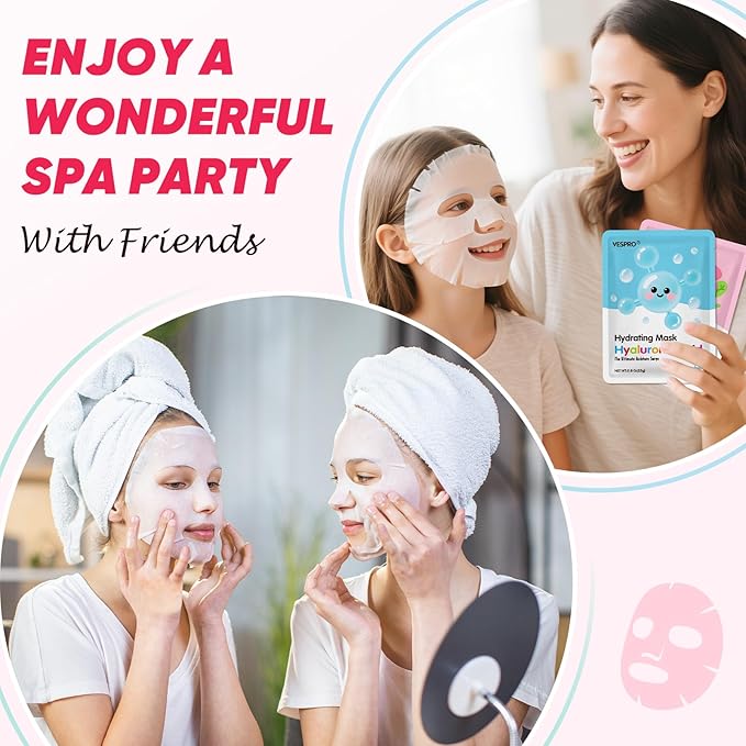 12 Pack Face Masks for Women, Hydrating & Moisturizing Facial Mask for Skincare, Bulk Sheet Mask Spa Party Supplies for Teen Girls, Birthday Gifts for Women, Sleepover Party, Skin Care Gifts for Mom