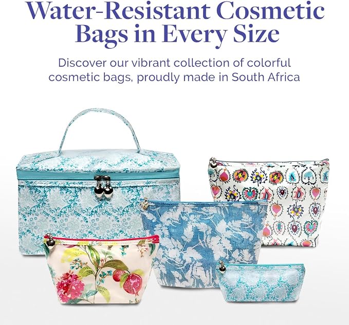 Jacaranda Living Large Makeup Bag – Water-Resistant Cosmetic & Toiletry Organizer with PVC-Lined Interior, Travel Makeup Case, Pineapple Garden