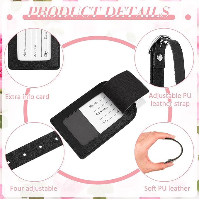 Hillban 50 Pieces Bulk Luggage Tag Travel Bag Leather Suitcase Tags with Full Privacy Cover and Name ID Card for Luggage Suitcase Baggage Handbag School Bag
