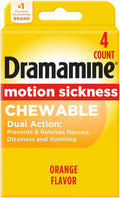 Dramamine Motion Sickness Chewable, Tablets to Prevent & Relieve Motion Sickness, Dizziness & Nausea, Orange Flavor, 4 Count