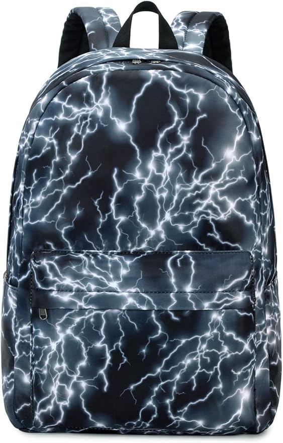 mezhsa Boy School Backpack Elementary Middle Lightning Bookbag Laptop Teenager Waterproof Lightweight Black