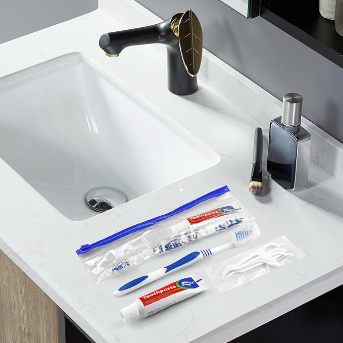 30 Disposable Toothbrushes with Toothpaste Set, Travel Kit Plastic Zip Bag,Toothbrush Head Cover, Bulk Toothbrush for Homeless,Travel,Hotel,Guest